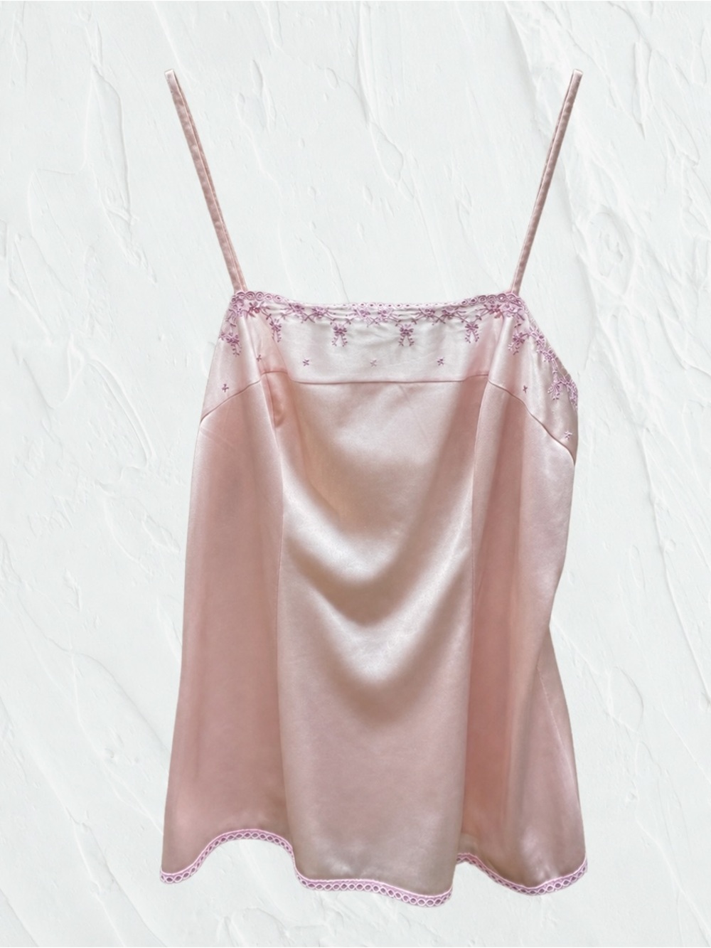 Vintage Triumph Embroidered Yoke Pink Satin Camisole Made in Austria